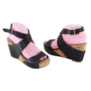 Lucky Brand Moran Wedge Sandals Womens 6 Beige Leather Boho Casual Events Brunch